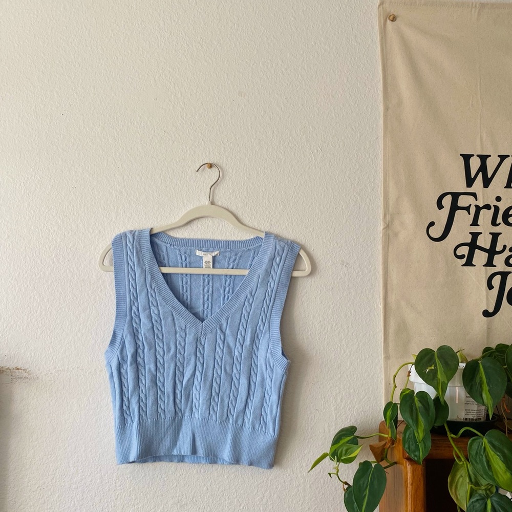 Tilly's Light Blue Cable Knit Sleeveless Top